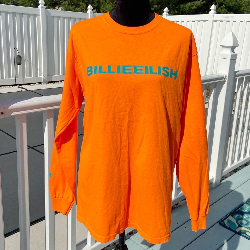 Billie Eilish Don't Smile At Me Tour Orange Long Sleeve Tee Shirt Large Unisex